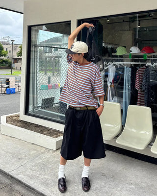 Double-pleated Bermuda shorts