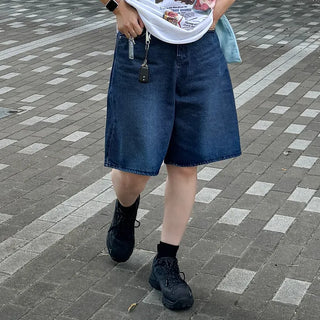 D-ring Bermuda denim pants