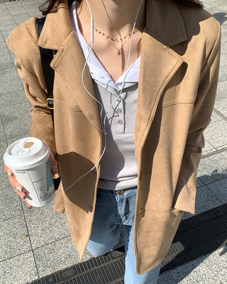 Three-button suede jacket