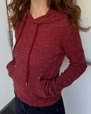 Slim-fit knit hoodie