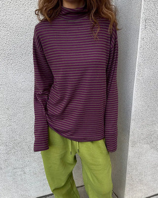 Turtleneck striped long-sleeve T-shirt