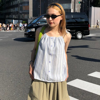 Striped button camisole