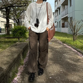 (Unisex) Big Pocket Nylon Easy Pants
