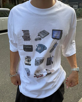 Electronic device print short-sleeved T-shirt