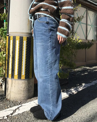 Straight denim pants