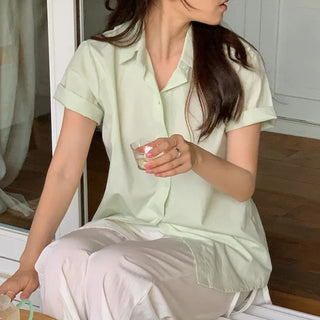 Daily semi-oversized short-sleeved shirt