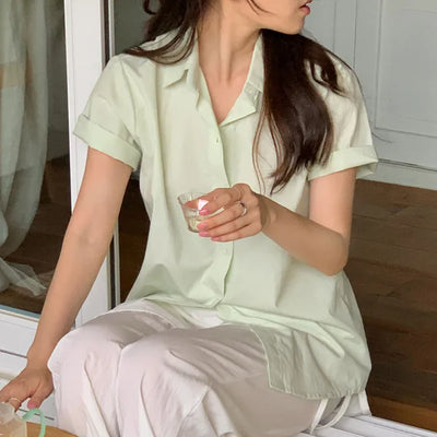 Daily semi-oversized short-sleeved shirt