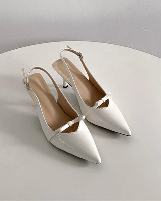 Pointed-toe ribbon slingback heels (4 colors)