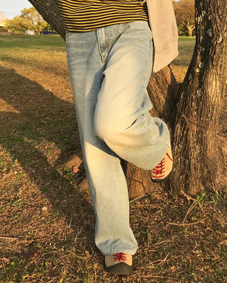 Semi-straight denim pants