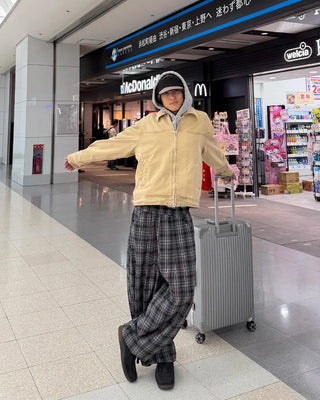 Big check wide pants