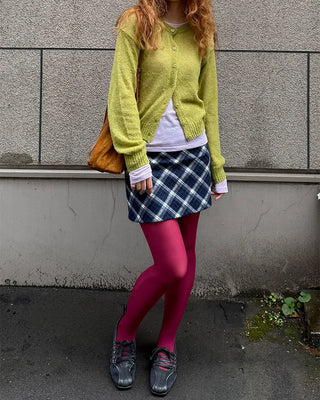 Round neck alpaca knit cardigan