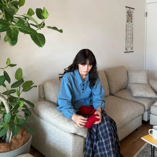Checked long skirt