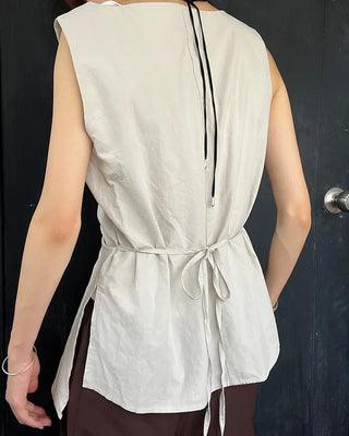 Shirred sleeveless blouse