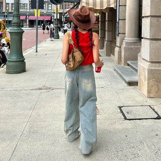 Vintage wide-leg denim pants