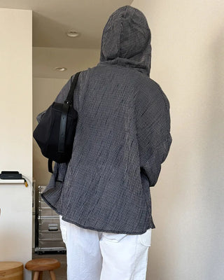 Checked hooded shirt
