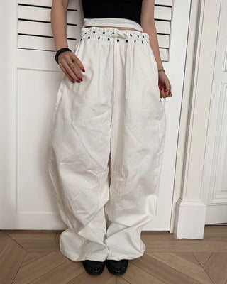 Polka Dot Layered Wide Pants
