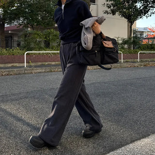 Ribbed wide brushed pants