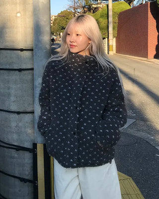 Dot fleece zip-up