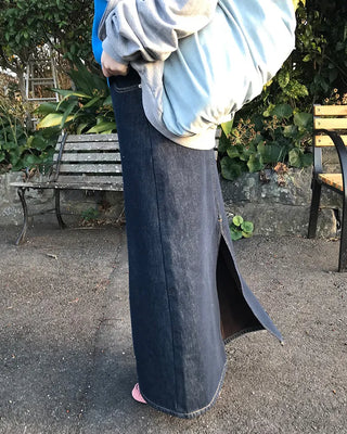 Long denim skirt