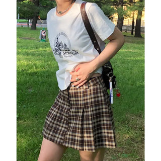 Printed cropped short-sleeved T-shirt