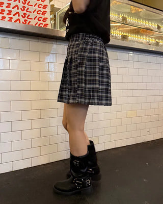 Checked pleated mini skirt