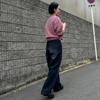 Striped ribbed denim pants