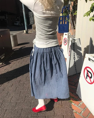 Vintage check midi skirt