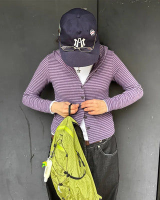 Colorful striped hooded parka