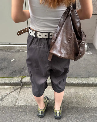 Tucked cargo Bermuda cotton pants