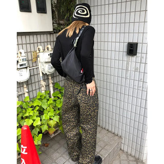 Unique leopard print wide-leg pants
