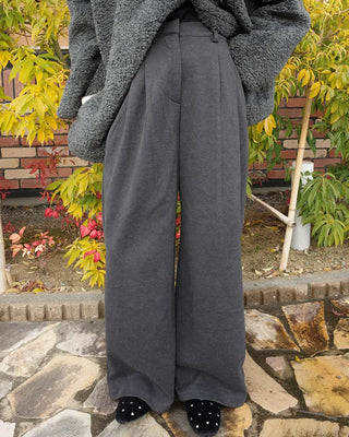 Brushed two-pleat wide slacks
