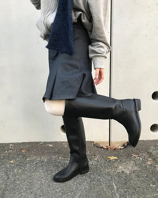 Leather long boots