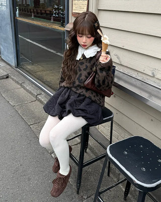 Big collar frill blouse