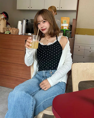 Cup-attached polka dot camisole