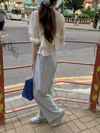 [6 colors] Pleated wide-leg slacks