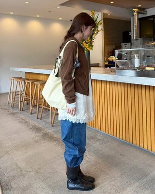 Washed wide denim pants