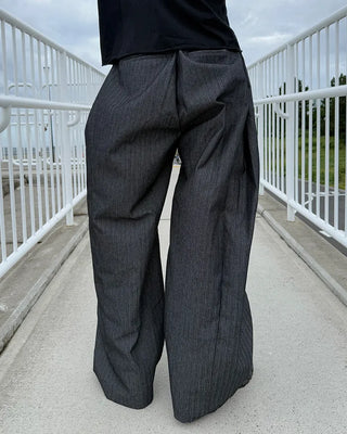 Side-tuck denim slacks