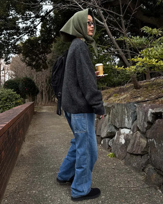 Melange wool loose-fit cardigan
