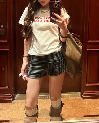 Striped micro shorts