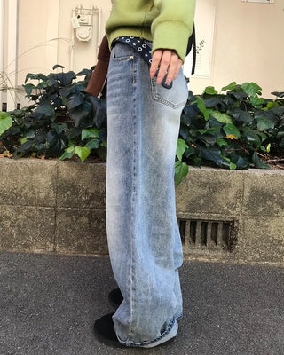 Wide denim pants