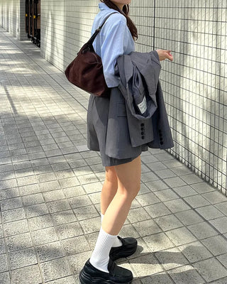 Flap pocket jacket & mini skirt set