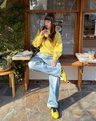Washed string denim pants