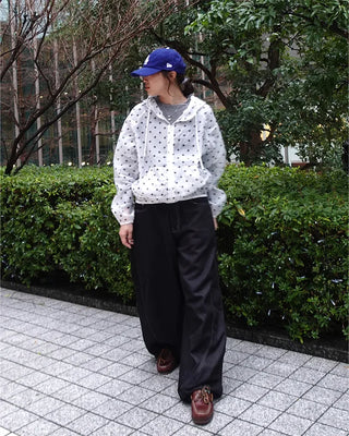 Loose-fit polka dot hooded zip-up