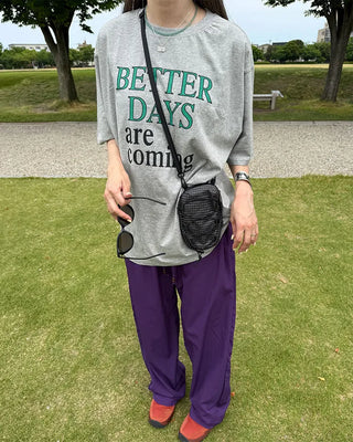 Lettering Oversized Half-Sleeve T-Shirt