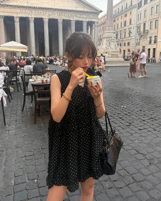 Polka dot tiered mini dress