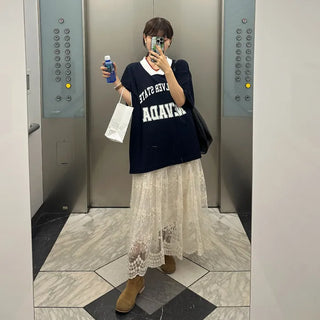 Half-lace long skirt