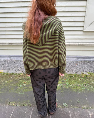 Striped knit zip-up