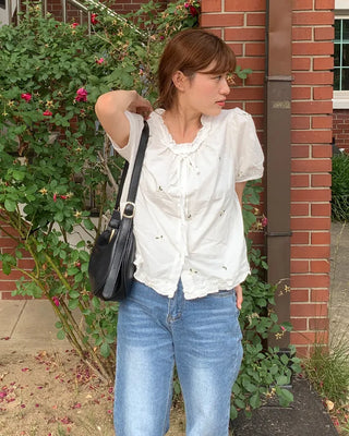 Flower embroidered blouse