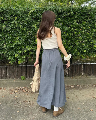 Knit halter neck gathered camisole
