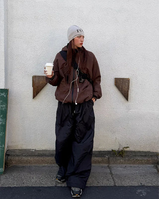 Waist string parachute pants